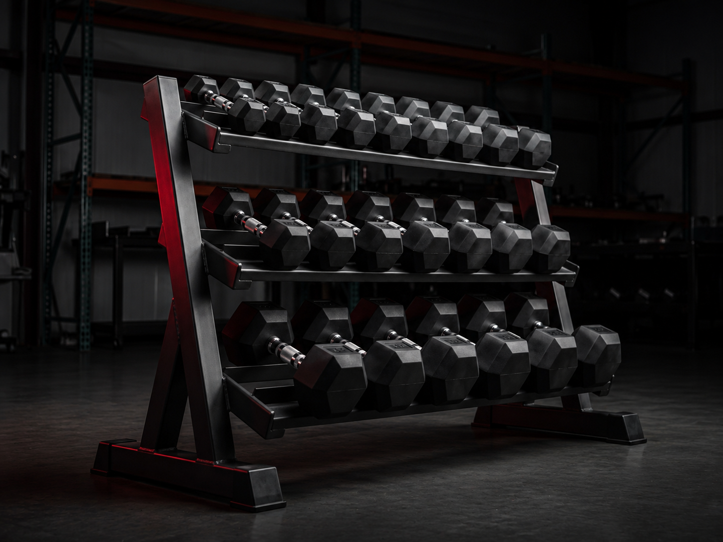 Set de mancuernas de acero para gimnasio comercial